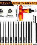 Premium Security Torx Bit Set With T Handle Ratchet Driver Forged From Industrial S2 Steel, 14-piece set with bits and handle
