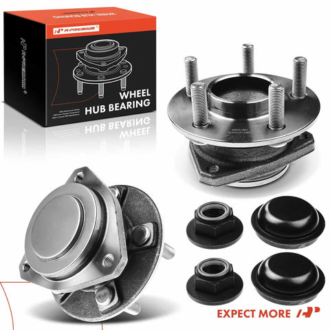 2 Front Wheel Bearing And Hub Assembly 5 Lug Compatible With Dodge Charger Challenger And Chrysler 300 2012 Through 2023 RWD Models For Smooth Rotation Quiet Operation And Reliable Replacement, showing components and packaging.