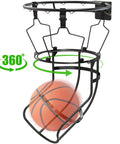 360-Degree Swivel Track Basketball Return Attachment For Home Courts With Quick-Setup Non-Slip Rebounder And Adjustable Angles For Every Shot From Free Throws To Three-Pointers Multi-Directional Practice Tool, black steel, 360° view