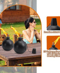 Six Pack Citronella Tabletop Torches For Outdoor Vibes, 25 Oz Metal Oil Burners With Fiberglass Wick, Weatherproof Garden Lighting