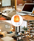 2 Pack Himalayan Salt Lamp Night Light with Rotatable 360 Degree Wall Plug And Four Extra Replacement Bulbs Pink Crystal Rock Salt Hand Crafted For Bedroom Bathroom Relax Glow shown in various room settings.