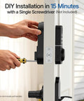 Hassle Free Smart Keyless Deadbolt With Touch Screen Fingerprint Reader And Mobile App Access installation process using screwdriver.