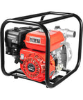 Beastly Performance 2 Inch Gas Powered Water Transfer Pump With A Legit 7.5 HP Engine And 212 CC Four Stroke Motor visible side view with aluminum frame.