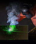 Welder using helmet with Shade 11 gold hardened glass welding lens filter plates, 2x4.25 inch, for arc light glare protection