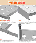 Heavy Duty Foldable Ladder Platform With Rock Solid Anti Slip Work Shelf Alloy Steel Step Attachment And Project Tray For Paint Gear Holds 400 Lbs Jobsite Ready detailed view of anti-slip convex holes and locking mechanisms.