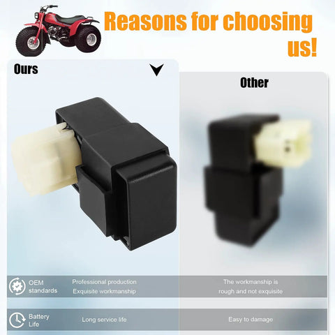 Close-up of Ride Ready CDI Box For Honda ATC And TRX Quad Bikes Including ATC 110 125M 200 200M 200S 200X 250R TRX200 1983 1985