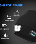 Led Light For Knit Beanie Hat With Hands Free Headlamp Rechargeable Battery Three Brightness Modes Plus Lit White Red