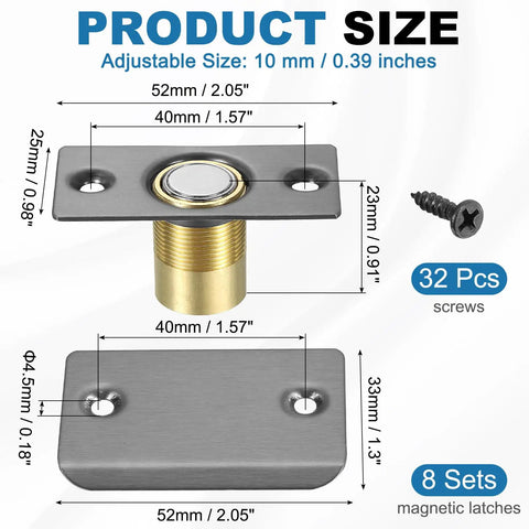 Magnetic Door Ball Catch 8 Pack For Top Of Doors And Invisible Cabinets Adjustable Closet Magnetic Door Latch dimensions image
