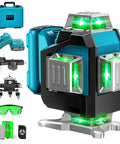 360 Degree Self Leveling Laser Level With Tripod Kit, 4D Green Cross Line Laser For Construction with accessories