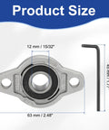 Heavy Duty Pillow Block Bearing 15/32 Inch Bore Zinc Alloy Steel Mounted Flange dimensions with hex key