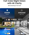 Power Over Ethernet PTZ Security Camera System with 4K Dual Lens showing full-color and infrared night vision comparison