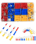 Huge 258-Piece Assorted Ring And Butt Wire Crimp Terminals Kit With Insulated Electrical Cable Connectors For Cars And Trucks AWG22-10 Range in organizer