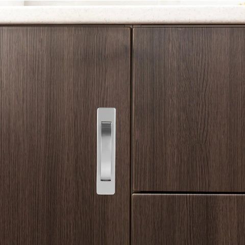 Hidden Flush Mount Cabinet Drawer Pull Handle With Screws For Kitchen And Bath Cabinets Concealed Zinc Alloy Hardware on wooden cabinet