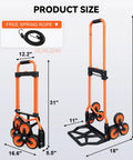 Heavy Duty Stair Climbing Hand Truck With Quick Fold Frame And Smooth Rolling Wheels For Zero Stress Moving No Sweat 300 Lb Cargo Hauler dimensions shown at 45 inches height and 18 inches base.