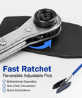 Ratchet Style Brake Caliper Press Tool In Steel with piston separation mechanism and two hooks, for cars and trucks maintenance.