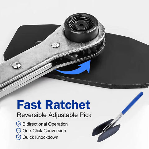 Ratchet Style Brake Caliper Press Tool In Steel with piston separation mechanism and two hooks, for cars and trucks maintenance.