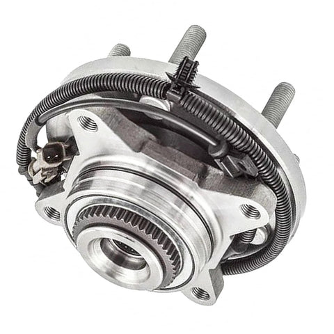 Front Wheel Bearing Hub Assembly Set For 2015 2016 2017 Ford F150 RWD With ABS 6 Lug 2WD Includes Front Left And Front Right Hubs Premium Aftermarket Replacement With 4 Bolt Flange For OE Style Fit And Long Lasting Performance, showing full assembly in close-up
