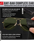 RB3025 Pilot Shape Non Polarized Sun Shades With G15 Green Lenses For Men And Women Includes Official Eyewear Kit Perfect For Formal And Casual Wear Everyday Ready shown with care kit and cleaning cloth
