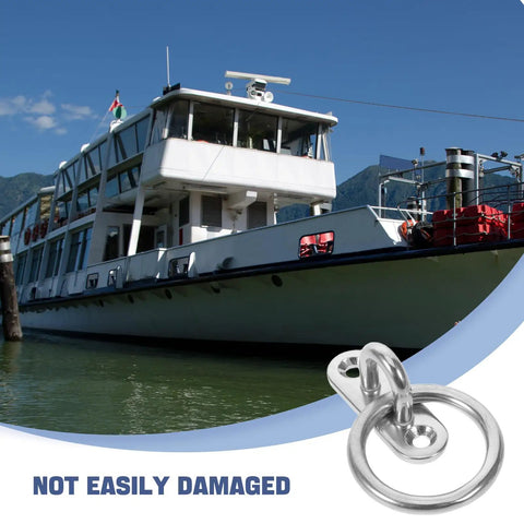 Top Shelf 4 Pack Marine Stainless Steel Pad Eye Plates With Round Ring Hooks M5 Thread for secure boat anchoring