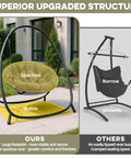 Hammock Hanging Chair With Stand Round Shaped Swing Chair for indoor or outdoor use, wide base for stability, comfy cushion.