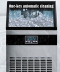Portable Countertop Nugget Ice Maker With Fast Freeze Engine And Simple Self Wash Mode showing automatic cleaning feature and digital panel.
