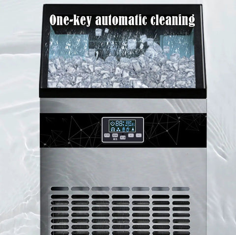 Portable Countertop Nugget Ice Maker With Fast Freeze Engine And Simple Self Wash Mode showing automatic cleaning feature and digital panel.