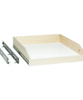 Heavy Duty Custom Fit Slide Out Shelf With Full Extension Glide Rails For Kitchen Cabinets, birch wood shelf and metal rails.