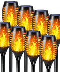 8 Pack 12 LED Solar Torch Lights With Flickering Flame For Garden Pathway Lawn Yard Patio Waterproof Outdoor Decor
