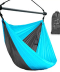 Outdoor Hanging Swing Chair For Adults, Portable Hammock Chair For Indoor Or Outdoor Chill in sky blue and dark gray