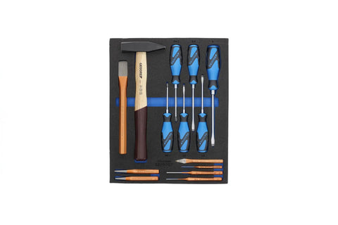 TS-308 Tool Assortment in Check Tool Modules 308-Piece Set With Metric Tools and Two-Color Foam Inserts displayed in foam
