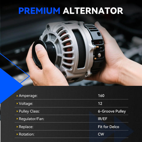 Beefy 160 Amp Alternator Replacement For 2007 To 2014 GM Trucks And SUVs Including Silverado Tahoe Suburban with CNC Housing