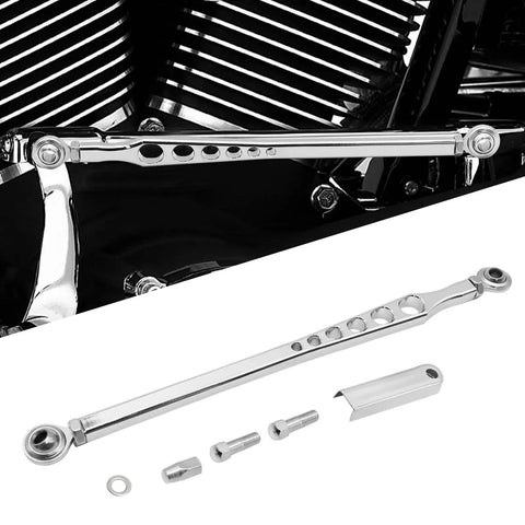Sliver Chrome Shift Linkage Gear Shifter Replacement For Harley Davidson Electra Glide Road King Street Glide Road Glide Trike Glide Softail Dyna 1986 To 2023 Ride Ready Aftermarket Upgrade For Touring Models And Big Twin Cruisers installed on bike
