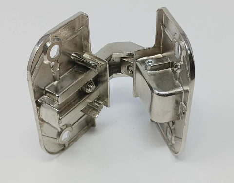 Adjustable Concealed Pie Cut Corner Cabinet Door Hinge Full Inset Nickel Plated Finish showing 78 Degree Opening Angle and tough construction.