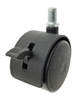 Top Shelf Swivel Caster Wheels Featuring Slick Nylon Twin Tires And Reliable Foot Brakes For Smooth Furniture Glides And Zero Drama Office Chair Upgrades Black Set Of Five, close-up of black caster with foot brake.