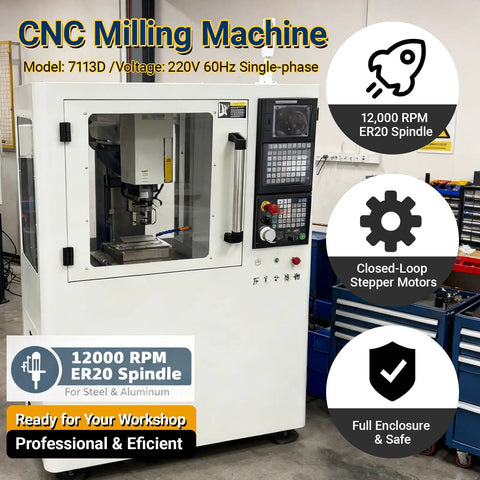 CNC Milling And Drilling Machine Benchtop With 400 By 140 Millimeter Workbench ER20 Spindle Up To 12000 RPM 13 Millimeter Max Drill Mill Programmable Control Closed Loop Stepper Motor Full Sealed Cover 220V in workshop