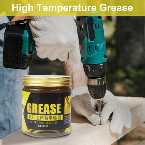 Industrial Grease For Hammer Bit Drills And Bearings 250G jar near drill and worker on construction site