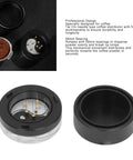 Heavy Duty 58 Millimeter Espresso Distribution Tool With Smooth Bearing Rotation Stainless Steel Needle Coffee Leveler, top view with needle ring.
