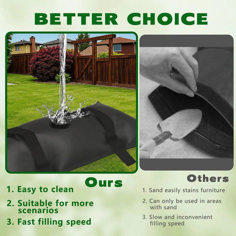Comparison of Heavy Duty Umbrella Base Weights Set Of 4 Fillable Water Bags For Patio Garden And Backyard Black Four Pack Easy To Fill