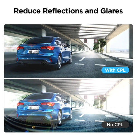Side-by-side comparison with and without CPL 300 Dope Anti Glare Circular Polarizing Filter For A229 A229 Plus A229 Pro A139 A139 Pro T130