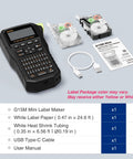 Ultra Handy Mini Portable Label Maker With Heat Shrink Tubes For Home Garage And Office Organization Rechargeable 1200mAh Battery Gives Weeks Of Use Supports Cable Continuous And Fixed Size Labels, kit with USB-C cable