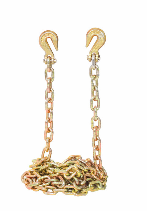 Heavy Duty 3/8 Inch 20 Foot G70 Transport Binder Chain With Clevis Grab Hooks For Towing Logging And Tie Down Binding Equipment Road Ready