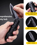Everyday Carry Multitool For Men With Folding Knife And Pliers, showing comprehensive safety lock mechanism in use.
