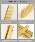 Close-up of Five Pack Gold Cabinet Pulls With 3 Inch Hole Center Brushed Brass Finish showing geometric design and brushed texture