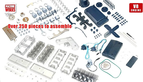 Build Your Own V8 Engine Toy Kit With Augmented Reality Realistic Engine Roars And Illumination Four Modes 250 Plus Pieces parts