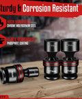Three-Eighths Inch Drive Shallow Impact Universal Joint Socket Set, 15-Piece, Metric Swivel Sockets From 8mm To 22mm displayed