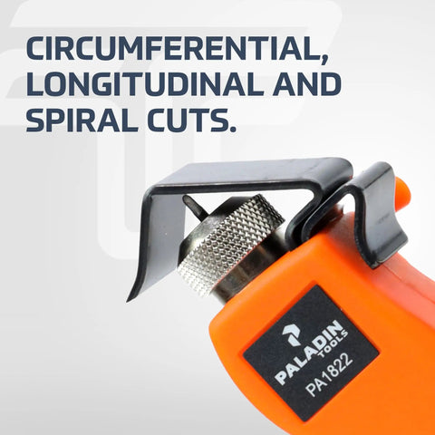 Close-up of Round Cable Stripper Tool for Precise Jacket Removal showing cutter mechanism, Adjustable Slitter Fits 4.5 to 25 mm Cables.