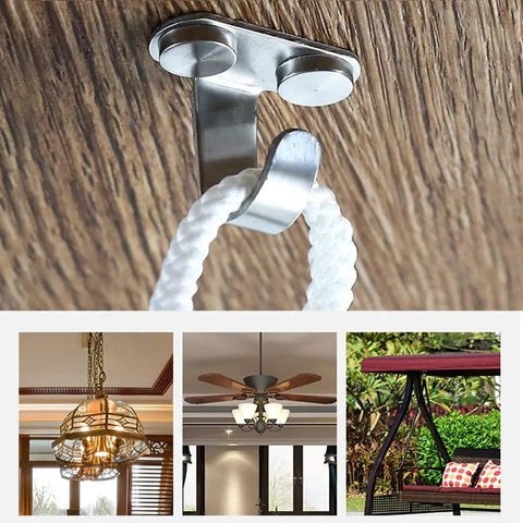 Stainless Steel Ceiling Hooks Pack Of 12 For Curtains Purses Bags Mugs And More Brushed Finish Screw In Ceiling Hangers shown up close