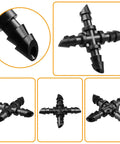 1/4 Inch Drip Irrigation Cross Fittings Barbed 4-Way Tee Connectors Kit For 1/4 Inch Tubing Easy Install Leak Free