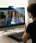 Ultra Crisp 1080P HD Webcam For Pc in use during a video call, showcasing clear quality for online classes and gaming.