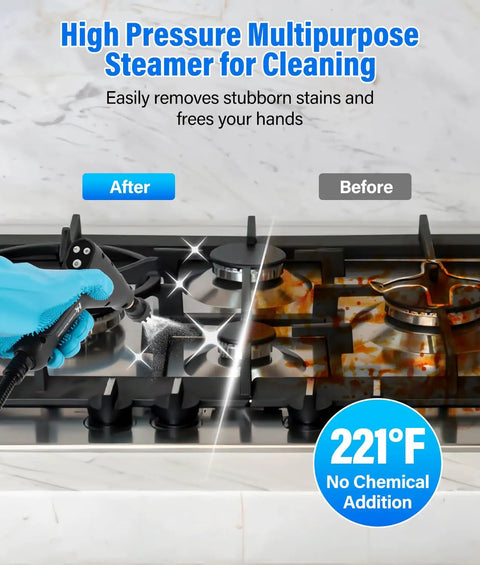 No Frills Steam Cleaner With Ten Second Rapid Heat And One Point Two Liter Tank Gives Straight Up Heavy Duty Punch That Cruises Past Nasty Grease And Stubborn Grime For Sweet Home And Car Cleanup Victory Runs Daily, cleaning up stovetop stains.